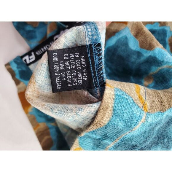 Vtg Fubu SS Button Up Shirt Men 2XL Blue Tan Geometric Plaid Linen Blend 90s Y2K - Picture 9 of 14